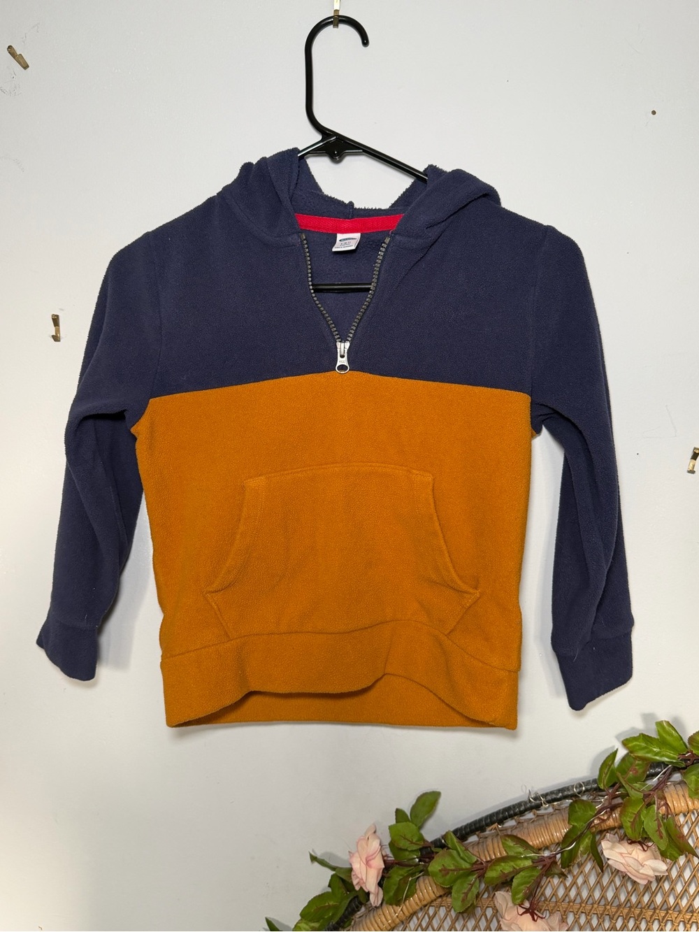 Old Navy Navy and Mustard Colorblock Half-Zip Hoodie for Kids